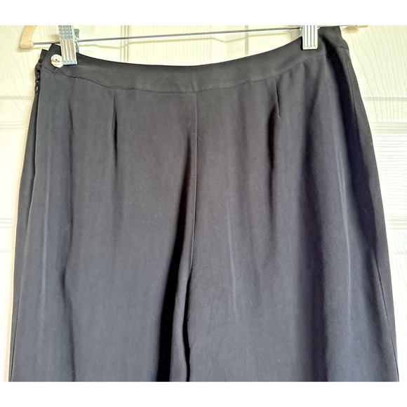 Tommy Bahama Women's Sz 6 100% Silk Wide Leg Capri Length Pants Black Pull On - Picture 10 of 11